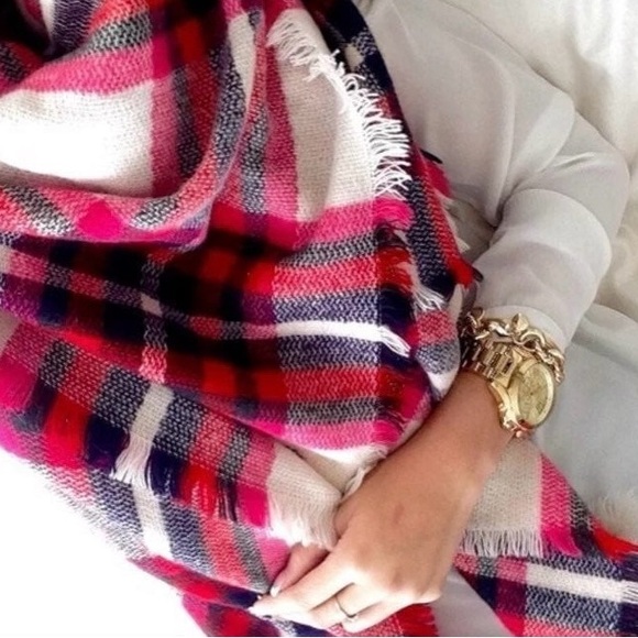 EXPRESS PLAID BLANKET  SCARF MULTICOLOR - Picture 1 of 10